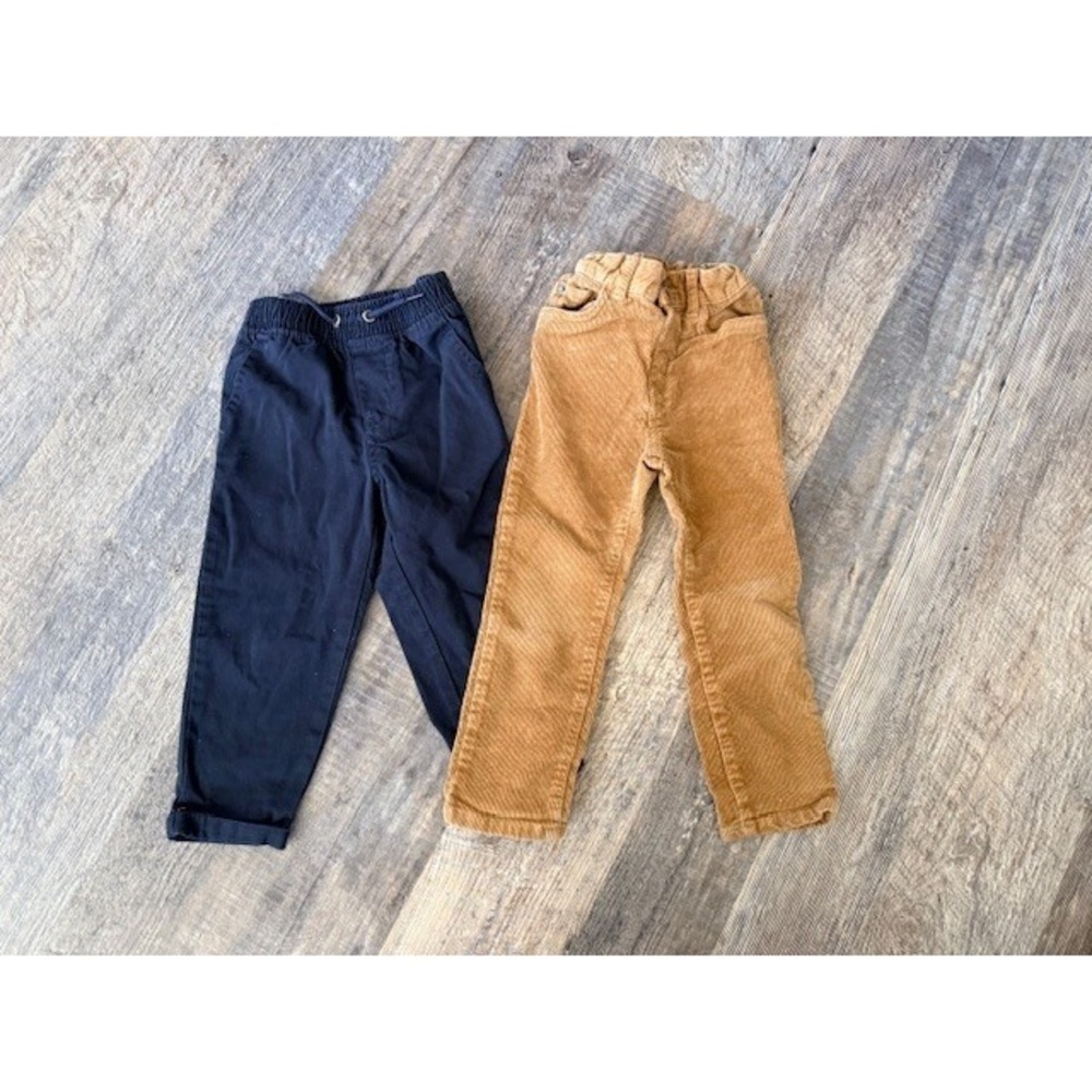 The Childrens Place Corduroy & American Hawk Navy Jogger Pants Bundle 3T Boys